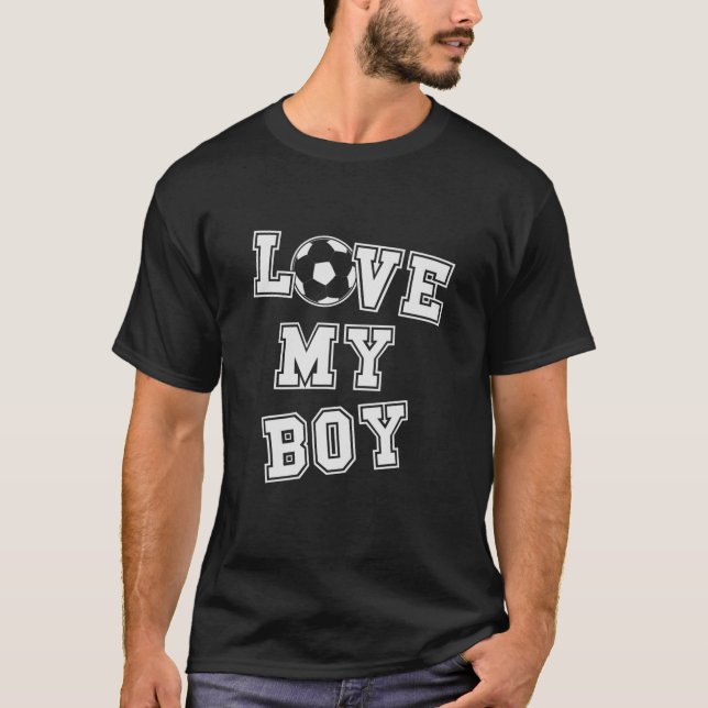 Camiseta Retro Love My Boy Soccer Mom And Soccer Dad (Anverso)