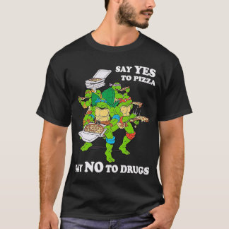 Camiseta Retro Love Ninjaurtles Cartoon Say Yeso Pizza Say 