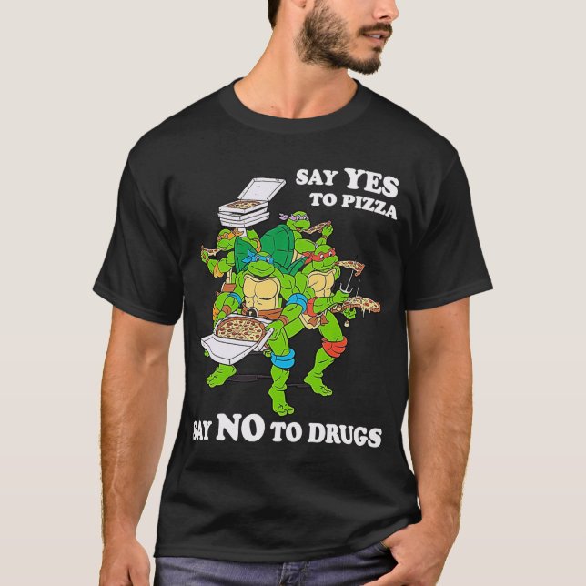 Camiseta Retro Love Ninjaurtles Cartoon Say Yeso Pizza Say  (Anverso)