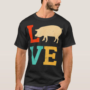 Camiseta Retro Love Pig Guinea Cerdo BBQ Y Bacon Lover