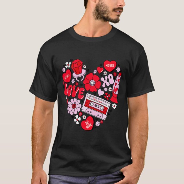 Camiseta Retro Love Valentines Day Xoxo Conversation Hearts (Anverso)