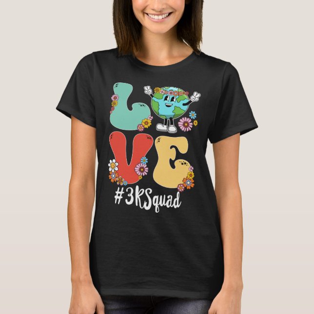 Camiseta Retro Love World Earth Day 2023 3K Squad Teacher (Anverso)