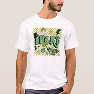 Camiseta Retro Lucky Groovy Clover Butterfly St Patricks Da