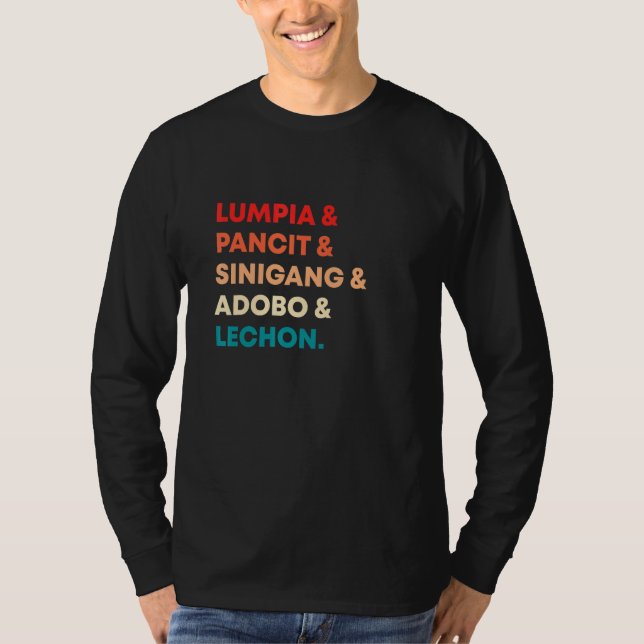 Camiseta Retro Lumpia Pancit Sinigang Adobo Lechon Filipino (Anverso)