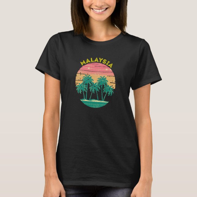 Camiseta Retro Malaysia Vacation Souvenir Palm Tree (Anverso)