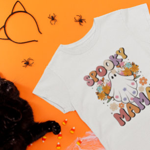 Camiseta Retro Mama Fantasma Espeluznante Vibe de Halloween
