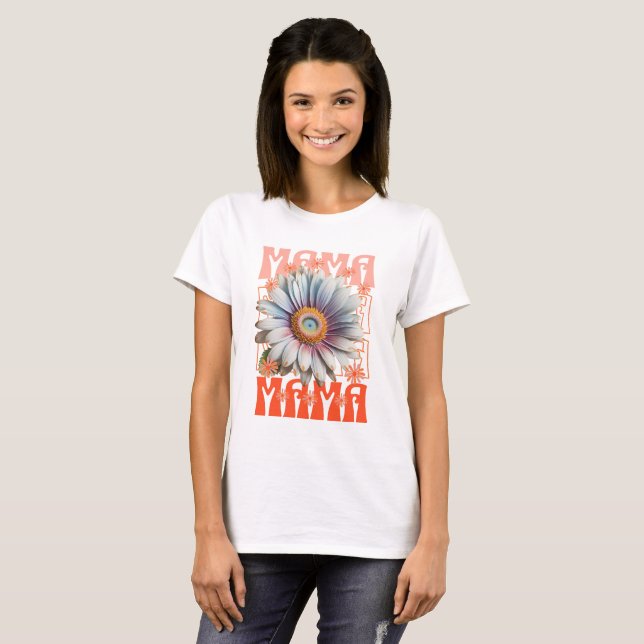 Camiseta Retro Mamá Floral Daisy (Anverso completo)