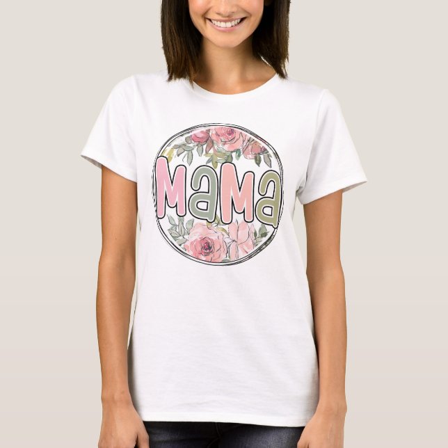 Camiseta retro mamá mamá rosa flor regalos de mamá (Anverso)