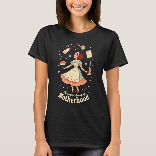 Camiseta Retro Mamá - Manejando Mágicamente la Mat (Anverso)