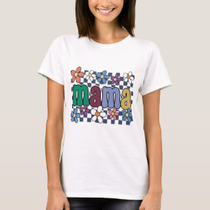Camiseta Retro Mama PNG Sublimación Floral Groovy