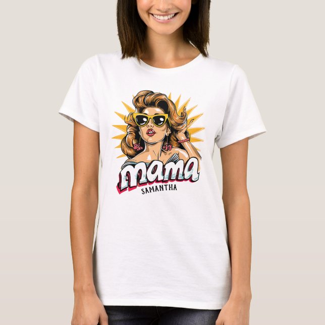 Camiseta Retro mamá pop Art 1 personalizado (Anverso)