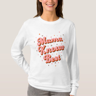 Camiseta Retro Mama Sabe Más Rosa Marrón Años 70 Letras Cam