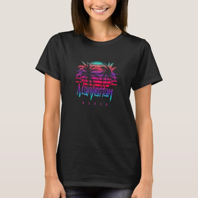Camiseta Retro Manhattan Beach Colorful Sunset (Anverso)