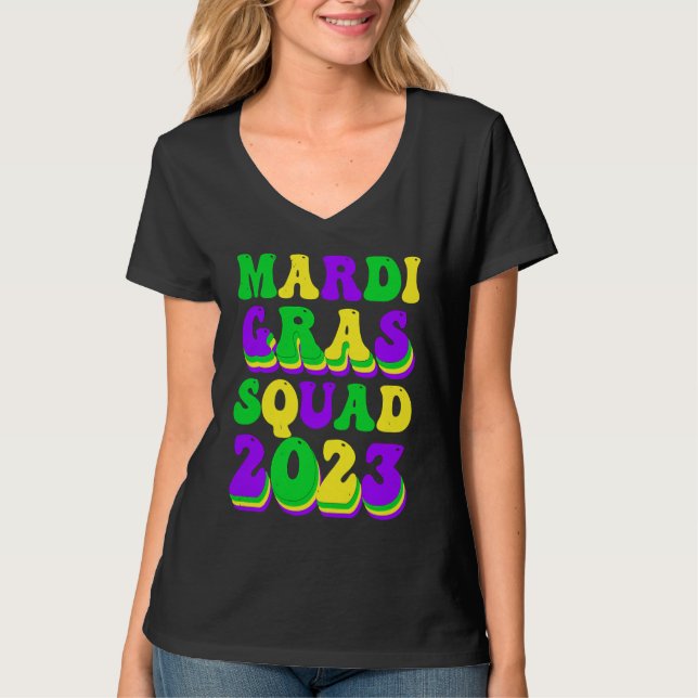 Camiseta Retro Mardi Gras Squad 2023 Leopard Print Family M (Anverso)