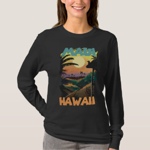 Camiseta Retro Maui Hawái Palmeras Océano Surf