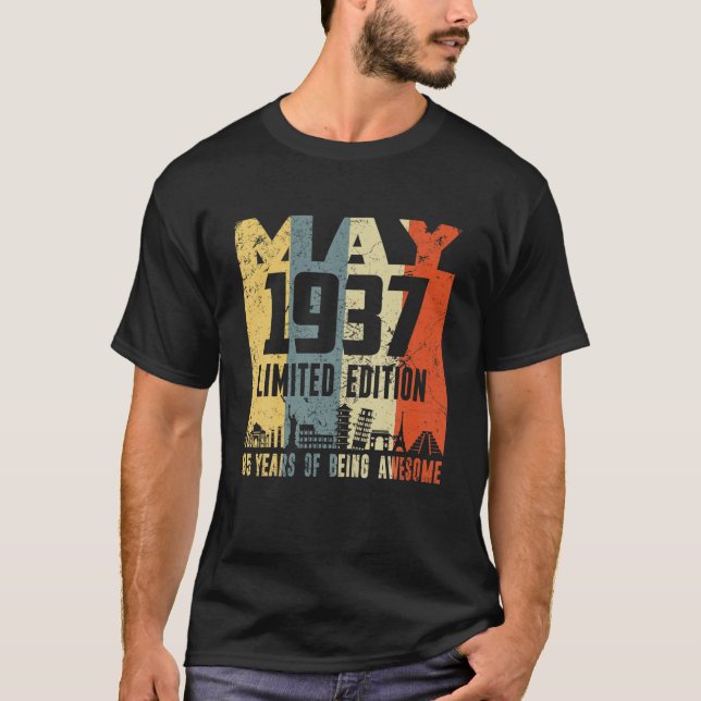 Camiseta Retro Mayo 1937 Divertido 85 cumpleaños (Anverso)