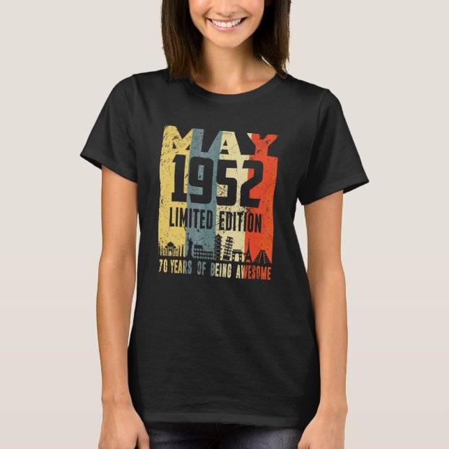 Camiseta Retro Mayo 1952 70º cumpleaños (Anverso)