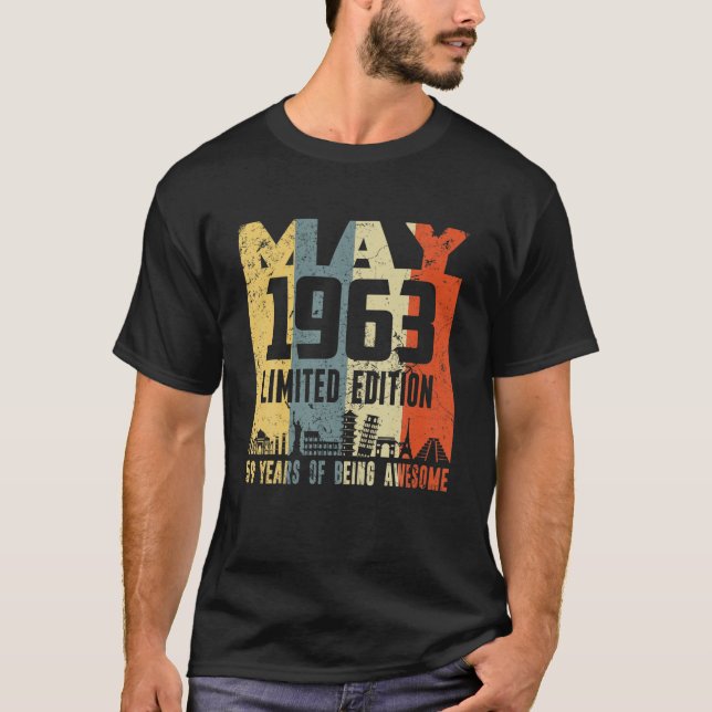 Camiseta Retro Mayo 1963 Divertido 59º Cumpleaños (Anverso)