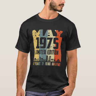 Camiseta Retro Mayo 1975 Divertido 47 Cumpleaños