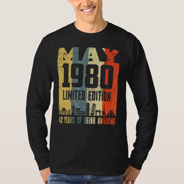 Camiseta Retro Mayo 1980 42º cumpleaños (Anverso)