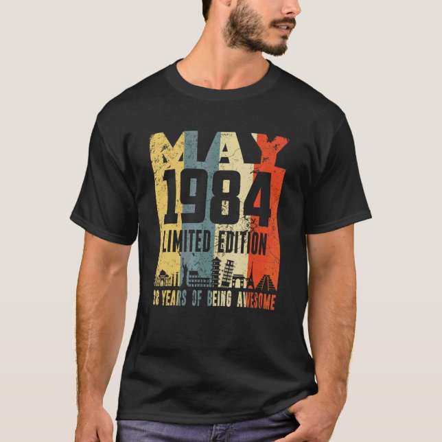 Camiseta Retro Mayo 1984 38º cumpleaños (Anverso)