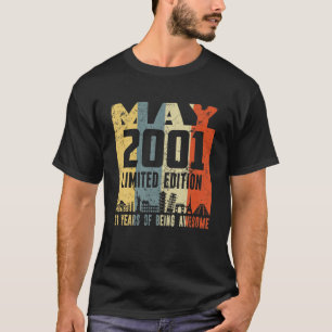 Camiseta Retro Mayo 2001 Divertido Cumpleaños 21