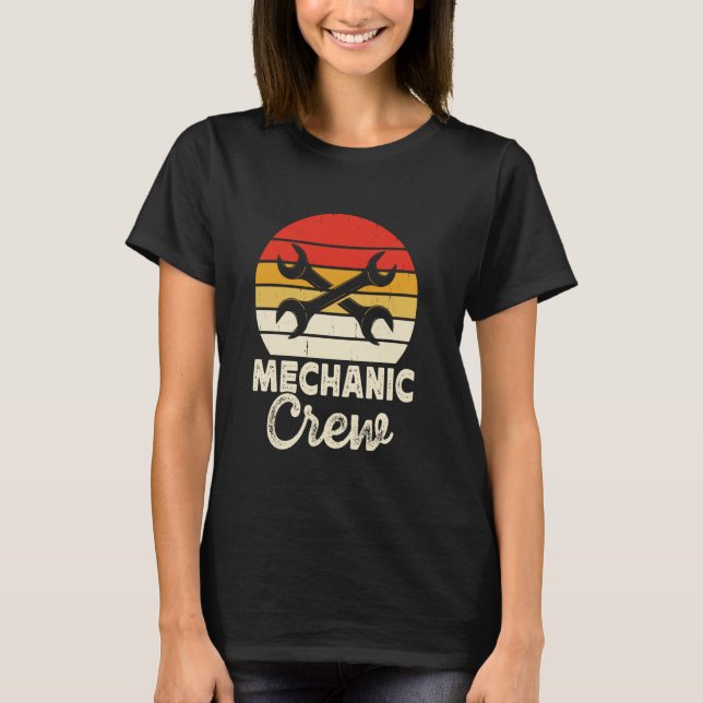 Camiseta Retro Mechanic Crew Wrenches Gráfico (Anverso)