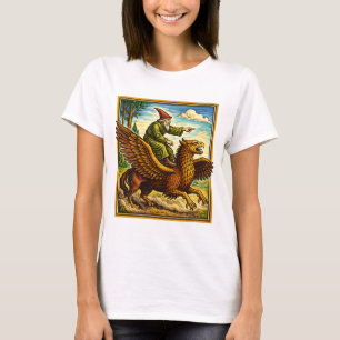 Camiseta Retro Medieval Fantasía de Jinete de Cara