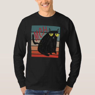 Camiseta Retro Meh Gato Negro Gruñón Gato Sarcástico Gatito