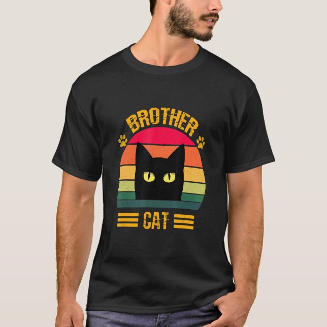 Camiseta Retro Mejor Gato Hermano Estilo Retro Cat 2 (Anverso)