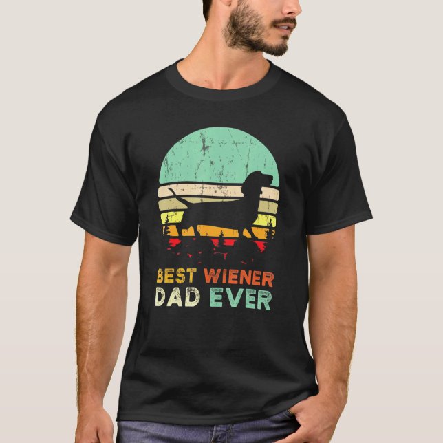 Camiseta Retro Mejor Perro Wiener Papá Dachshund Doxie Masc (Anverso)