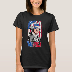 Camiseta Retro Merica George Washington Banderas Gafas De S