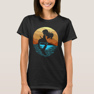 Camiseta Retro Mermaid Birday Fun Beach Para Mujeres Mermai