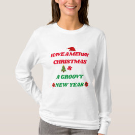 CAMISETA RETRO MERRY CHRISTMAS Y GROOVY NEW YEAR TSHIRT