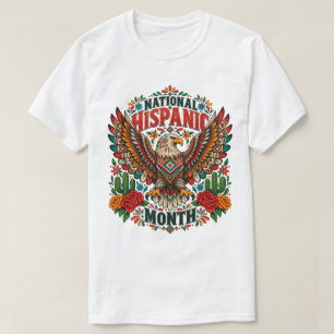 Camiseta Retro Mes Nacional Hispano Águila Floral Vintage