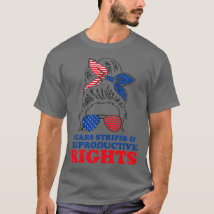 Camiseta Retro Messy Bun Pro Choice Stars Stripes Reproduct