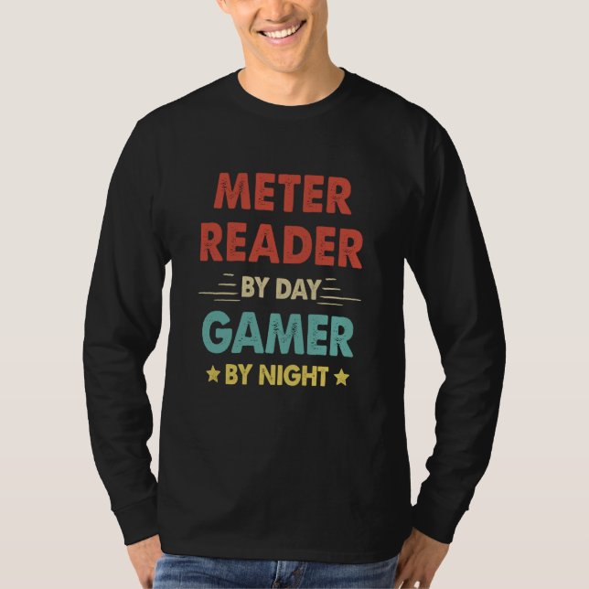 Camiseta Retro Meter Reader By Day Gamer By Night (Anverso)