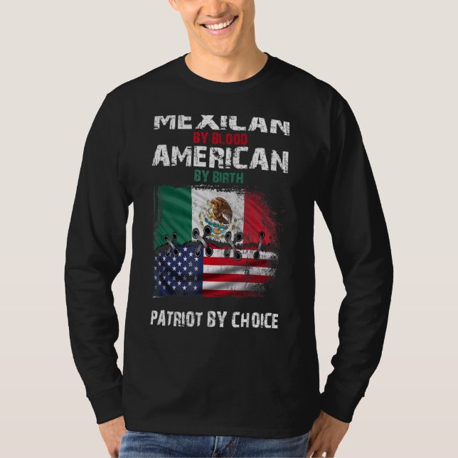 Camiseta Retro Mexicano Por Estadounidense De Sangre Por Na (Anverso)