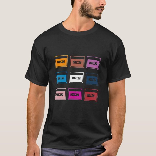 Camiseta retro mezcla casetes estilo vintage (Anverso)