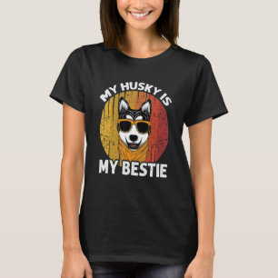 Camiseta Retro Mi Husky Es Mi Bestial Perro De Los Esposos 