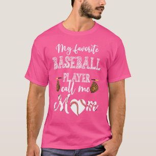 Camiseta Retro Mi jugador favorito de béisbol me llama mamá