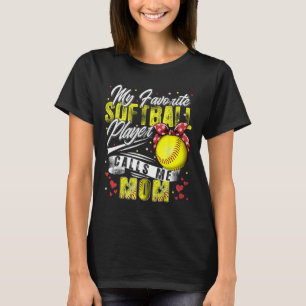 Camiseta Retro Mi jugador favorito de softbol me llama mamá