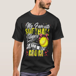 Camiseta Retro Mi jugador favorito de softbol me llama mamá