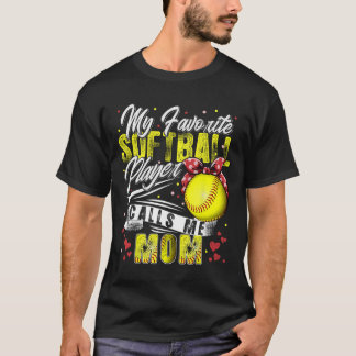 Camiseta Retro Mi jugador favorito de softbol me llama mamá