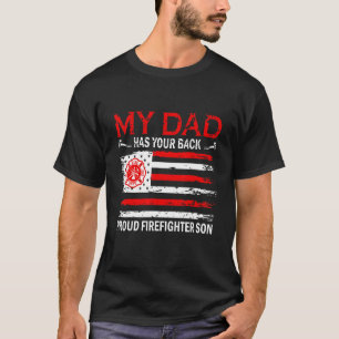 Camiseta Retro Mi papá tiene tu hijo de bombero orgulloso d