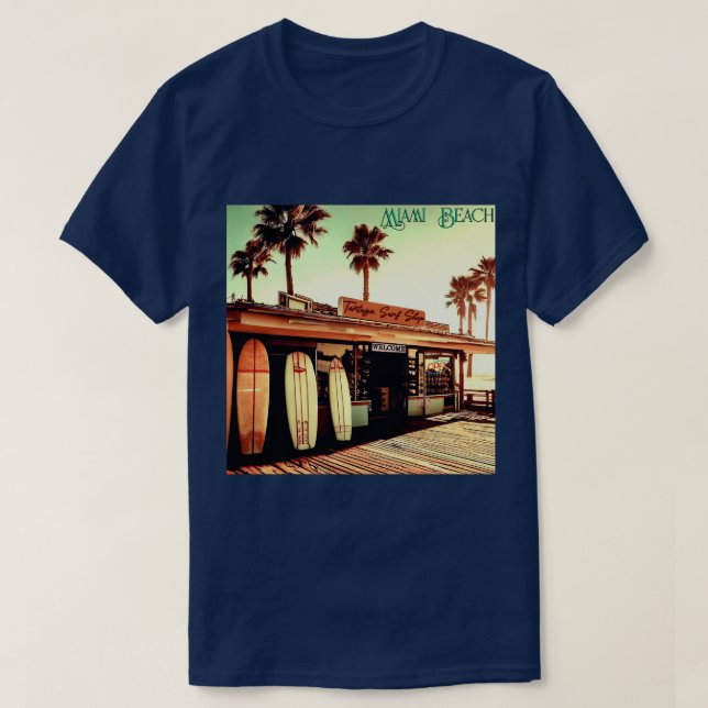 Camiseta Retro | Miami Beach | Surf Shop | Unisex | Camiset (Diseño del anverso)