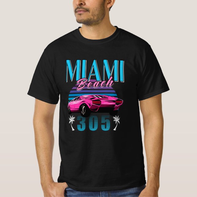 Camiseta Retro Miami Florida 305 Car (Anverso)