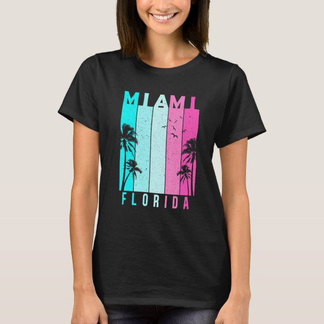 Camiseta Retro Miami Florida Beach Summer Tropical Souvenir (Anverso)