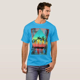 Camiseta Retro Miami Florida, puesta de sol palmeras,