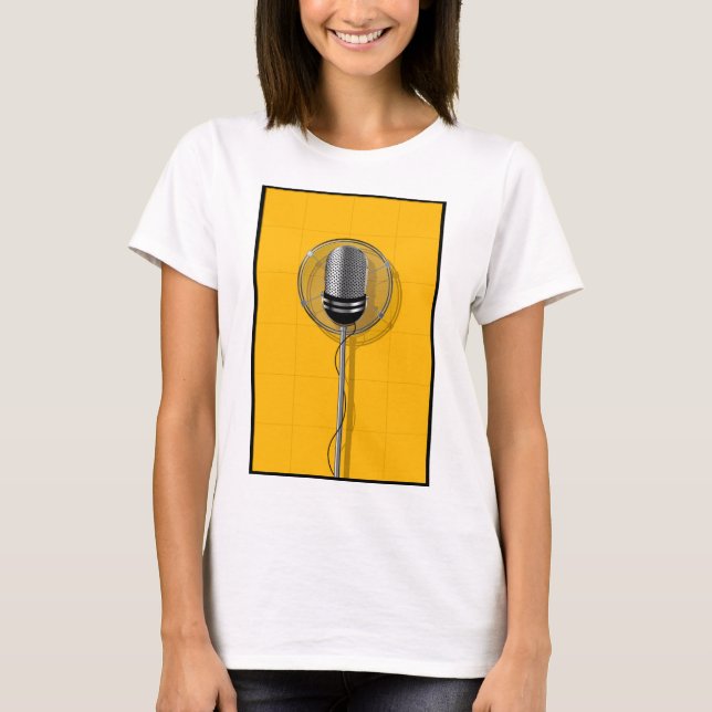 Camiseta Retro Microphone on Bold Yellow (Anverso)